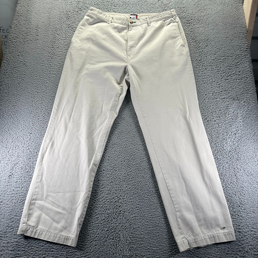 Tommy Hilfiger Pant Men 38x34 Beige Cotton Chino Straight Business Career Office